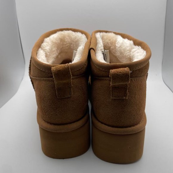 CUSHIONAIRE Women's COZY Genuine Suede pull on platform boot CHESTNUT 8 - Picture 4 of 6